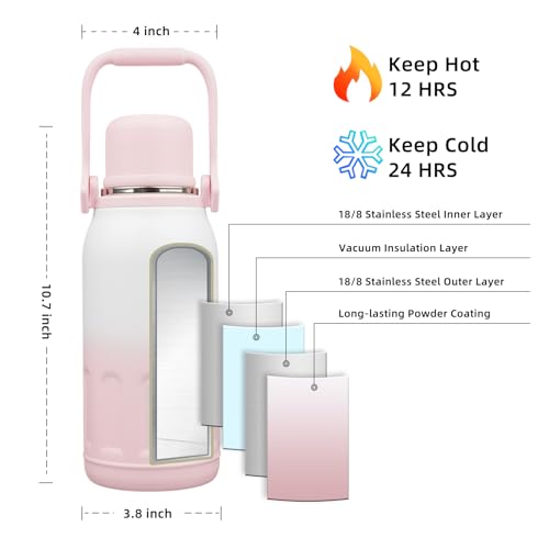 Stainless Steel Insulated Bottle with Handle & Strap