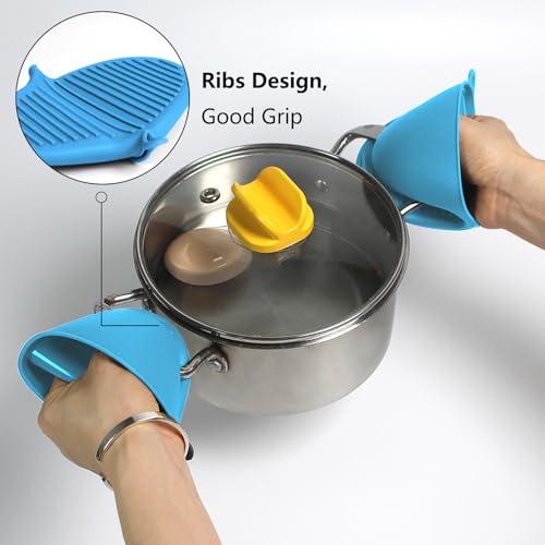3 Pairs Oven Mitts Silicone Pot Holders Set Heat Resistant for Kitchen (6 Count)