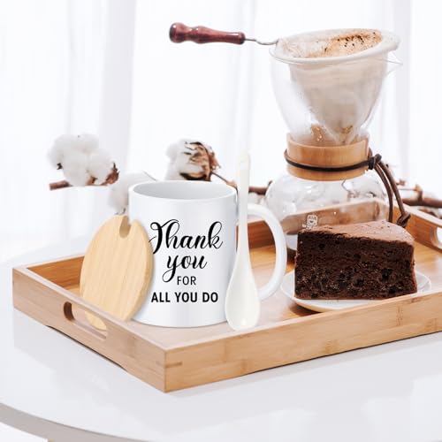 12 Pcs Thank You Coffee Mugs 12oz Ceramic Cups with Lid Spoon (12 Count)