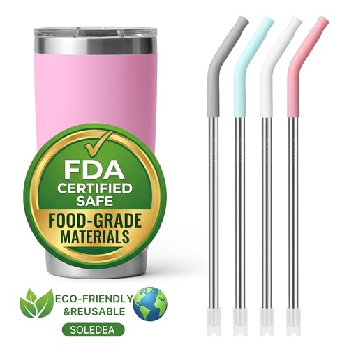 20 oz Straight Metal Straws with Silicone Tip for 20 oz Tumbler