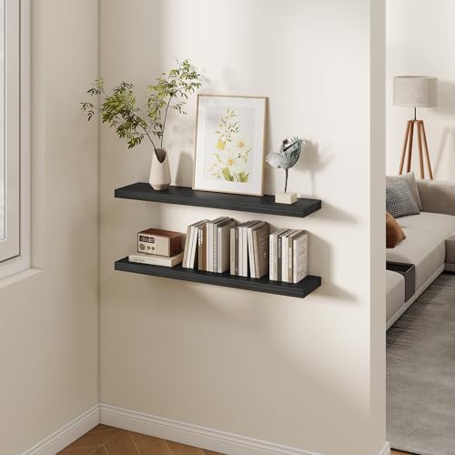 Rustic Real Wood Floating Shelves (2 Count)