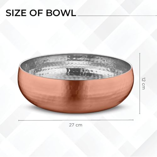 Set of 3 Premium Stainless Steel Salad Mixing Bowl Hammered Finish (3 Count)