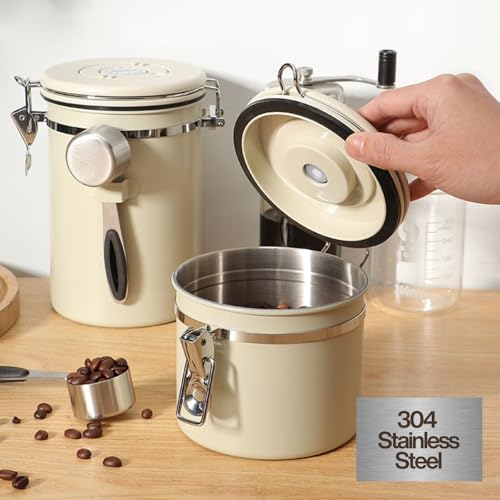 Airtight Coffee Canister 1.8L with Wooden Lid Scoop Set