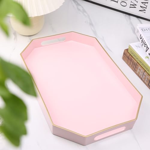 Pink Decorative Tray with Handles