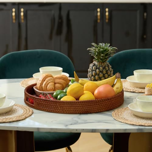 16.9 inch Round Rattan Tray