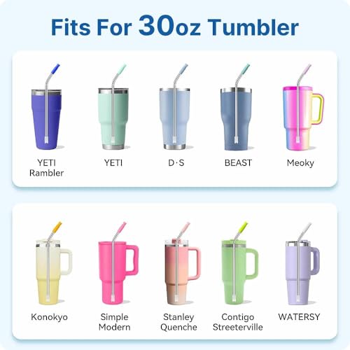 Bent Metal Straws for Stanley 30oz