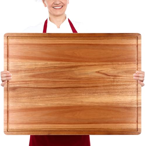 24"x18" XXL Extra Large Acacia Wood Cutting Boards for Kitchen Non Toxic