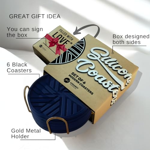 Navy Blue Coasters Set of 6