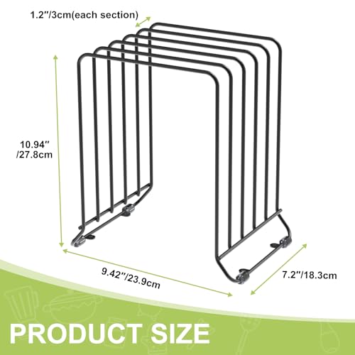 2 Pack-X-Large Kitchen Cabinet Organizer - Storage Tray Organizer Rack for Kitchen Cabinet - Divided Holder with 5 Slots for Skillets, Cutting Board, Baking Sheets (Black) (2 Count)