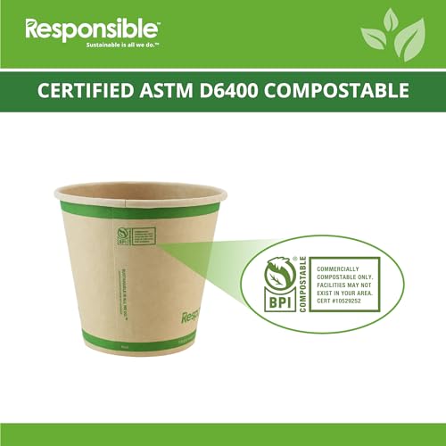 Certified Compostable 8 oz Paper Cups (50 Count)