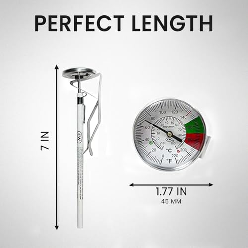 7″ Easy Steam Dial Thermometer 45mm Dial with Red Green Zones