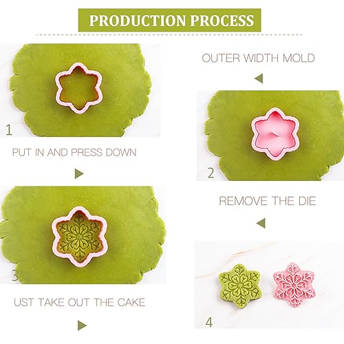 9pcs Christmas Cookie Cutter Set Snowflake Cookie Cutters with Plunger Stamps Biscuit Mold 3D Snowflake Cookie Molds Cake Baking Fondant Cutter Christmas Party DIY Cookie Decorating Supplies