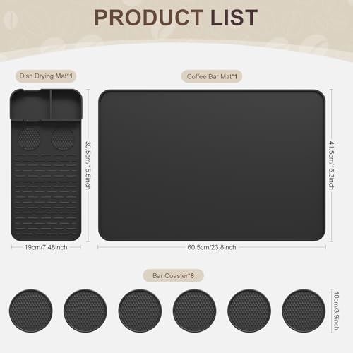 Silicone Coffee Mat with 6 Coasters (7 Count)