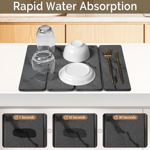 Small Stone Dish Drying Mat for Kitchen Counter (2 Count)