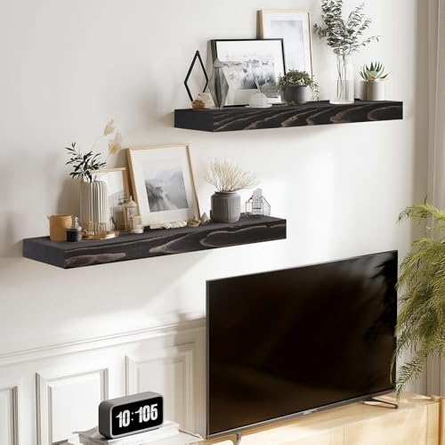 Solid Wood Floating Shelves (2 Count)