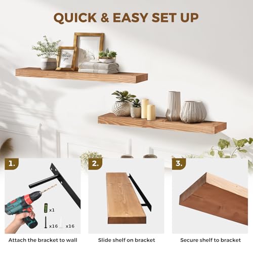 Solid Wood Floating Shelves (2 Count)