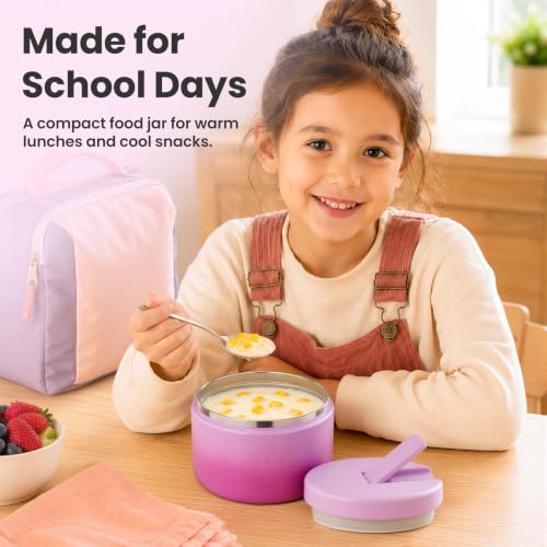 12oz Insulated Vacuum Food Jar with Buckle Lid Wide Mouth Soup Thermo for Hot Food Kids Leakproof Stainless Steel Lunch Container