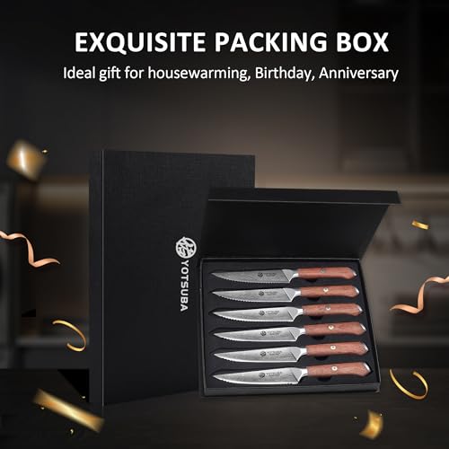 Steak Knives Set of 6 with Full Tang Rosewood Handle (6 Count)