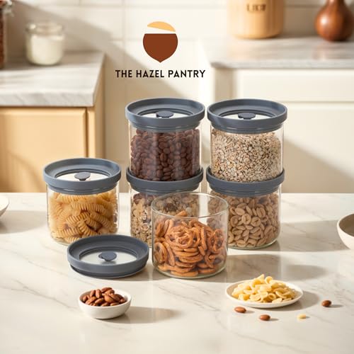 Glass Canisters with Airtight Lids Set of 6 (6 Count)