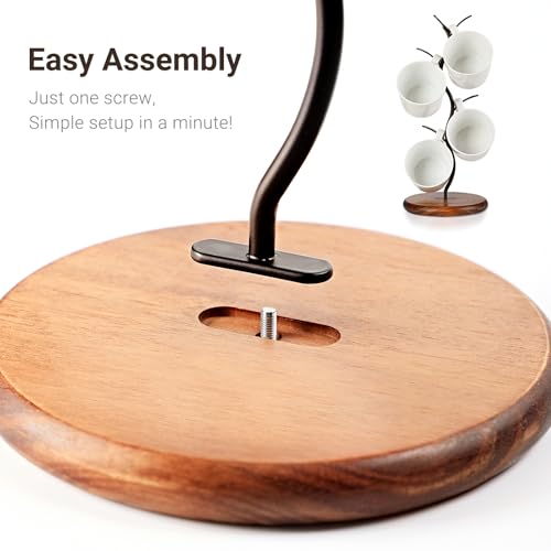 Sturdy Countertop Mug Tree with Solid Wood Base