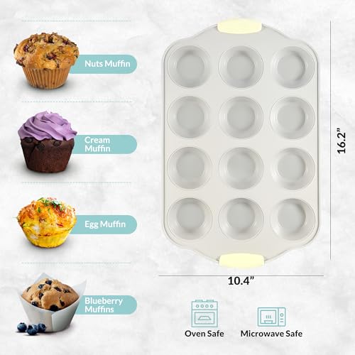 12 Cups Ceramic Coated Muffin Pan for Baking