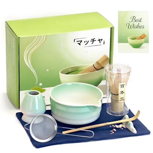 Matcha Set 10 Pcs Japanese Matcha Whisk Set with Ceramic Bowl (10 Count)