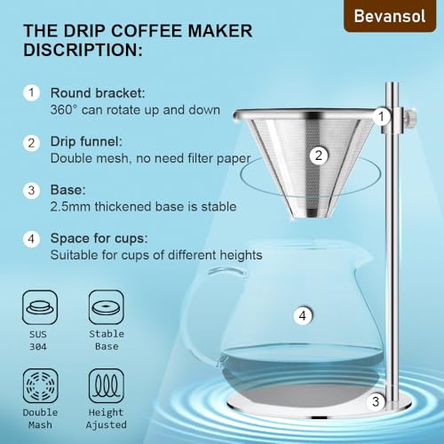 Adjustable Stainless Steel Coffee Dripper Stand for Pour Over Brewing
