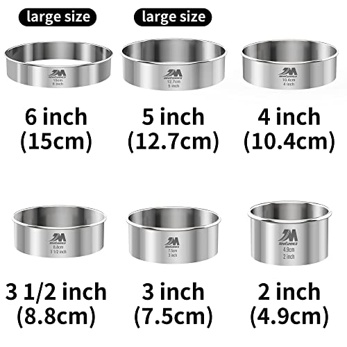M JNGMEI 6 Pieces Stainless Steel Cookie Cutter Set 2''