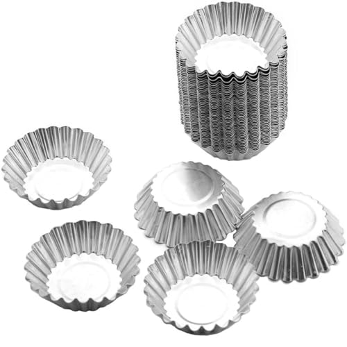 50 Pieces Aluminum Egg Tart Mold Small Tart Pie Tin Mini Cupcake Cake Muffin Cookie Mold Baking Cups (50 Count)