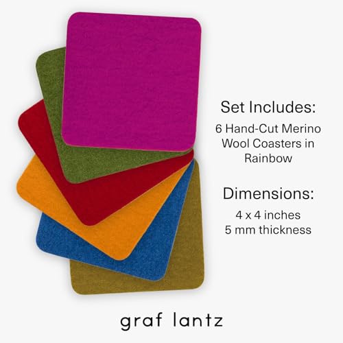 Bierfilzl Merino Wool Square Coasters Set of 6 (6 Count)