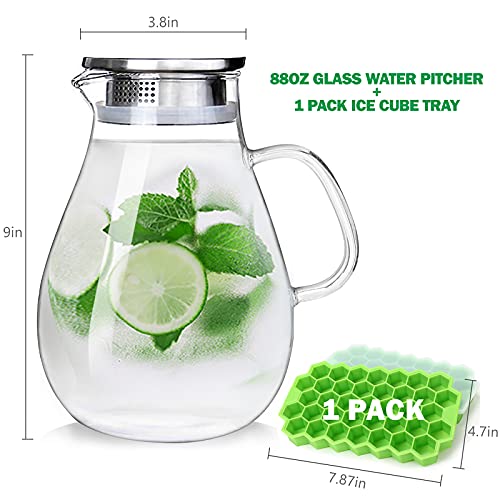88OZ Glass pitcher with lid and Spout