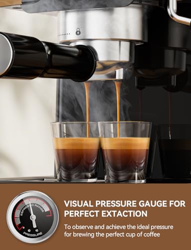 20 Bar Espresso Machine Retro with Powerful Milk Frother