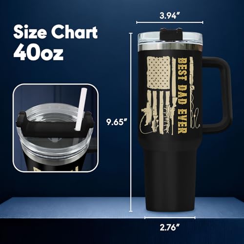 Fishing Dad Best Daddy Ever Mom 40 oz Tumbler with Handle