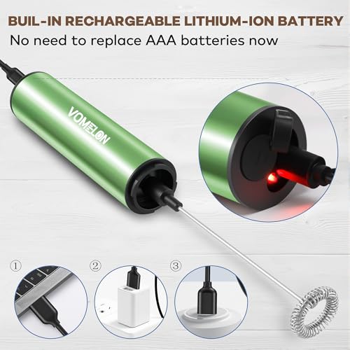 Rechargeable Milk Frother Handheld Electric Frother Wand Milk Foamer Drink Mixer for Coffee