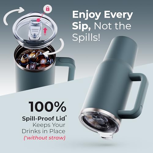 40 oz Tumbler With Handle and Straw Made of Stainless Steel