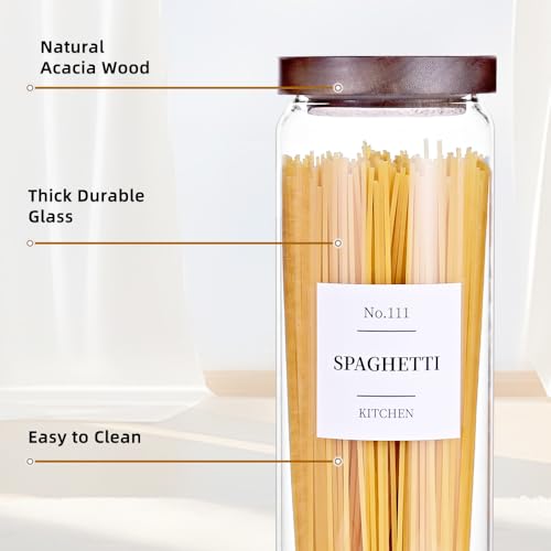 Glass Pantry Storage Jars with Acacia Airtight Lid (3 Count)