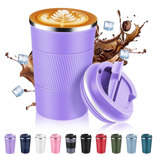 13 oz Stainless Steel Insulated Travel Coffee Mug with Fip Lid