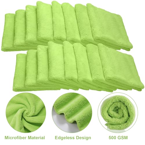 30 Pcs 16 x 16 Inch Edgeless Microfiber Plush Towels for Cars Detailing Drying Wash Polishing Absorbent Cleaning Cloths (30 Count)