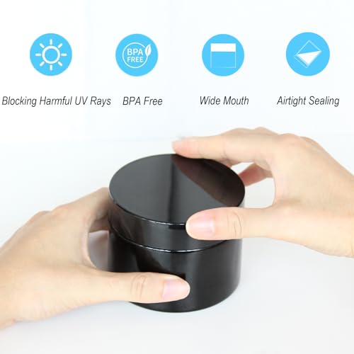 Black Glass Smell Proof Storage Jar 150ml