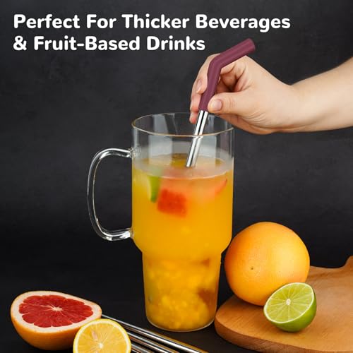 6PCS Stainless Steel Straws with Silicone Tip Fit for Stanley Cup (6 Count)