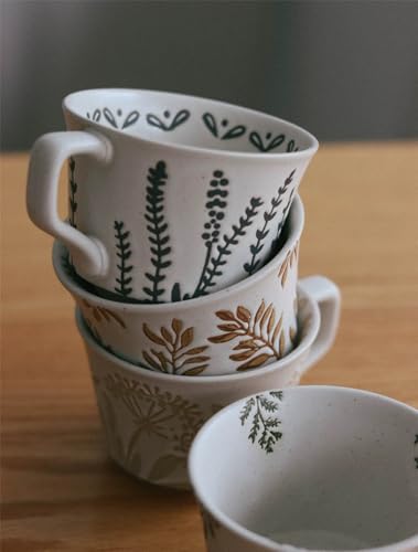 4 Pack 12oz Speckled Stoneware Coffee Mugs