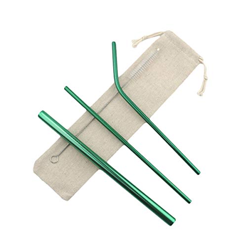 Metal Straws Stainless Steel Straws 8.5" Drinking Straws Reusable 3 Set
