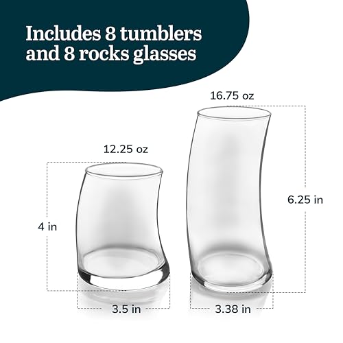 Swerve Drinking Glasses Set of 16