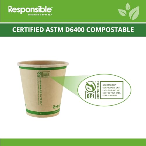 Certified Compostable 6 oz Paper Cups (50 Count)