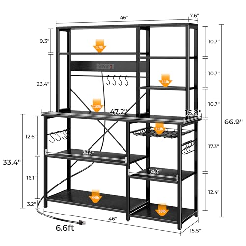 Large Bakers Rack with Power Outlets