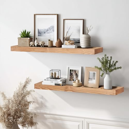 Solid Wood Floating Shelves (2 Count)