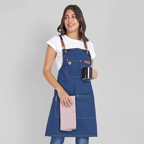 Chef Apron Recycled Cotton Kitchen Apron with an Adjustable Neck with Long Ties