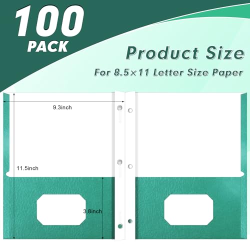 100 Pack Two Pocket Paper Folders with Prongs