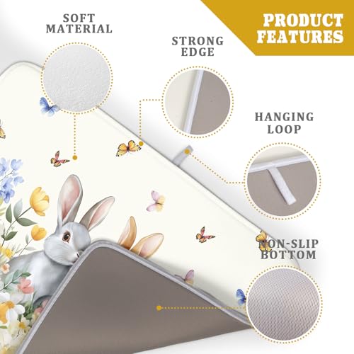 Spring Easter Rabbit Dish Drying Mat for Kitchen Counter