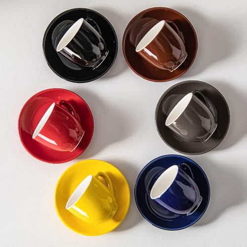5oz Espresso Cups with Saucers Set (6 Count)